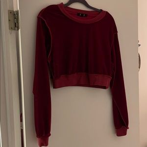 Urban Outfitters red velvet crop sweater